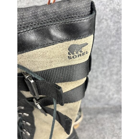 Sorel Boots Womens Size 10 Black Gray Conquest Wedge Tall Lace Up Waterproof - Picture 2 of 8